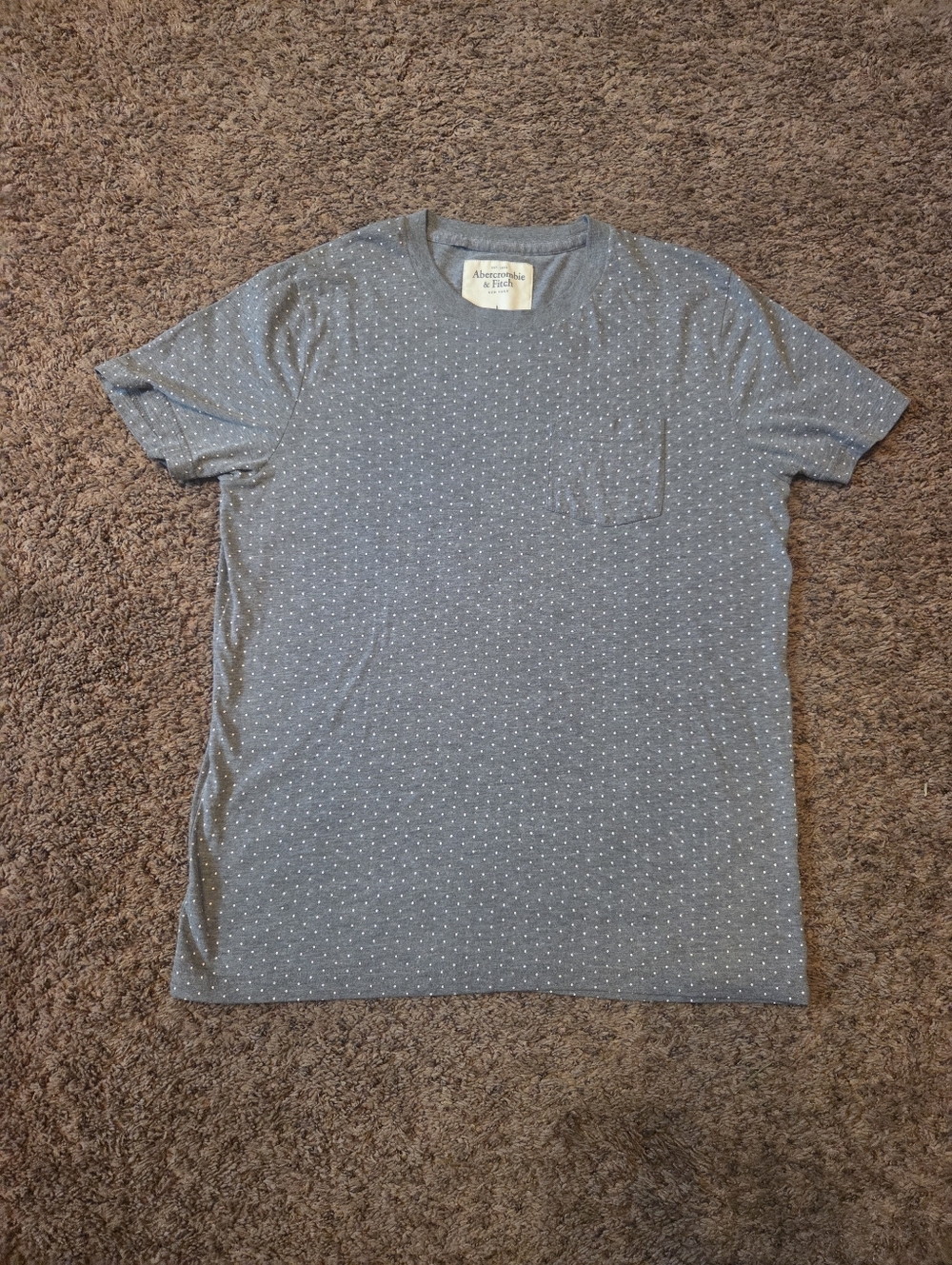 Abercrombie & Fitch Men's Light Gray Dot Pocket Tee